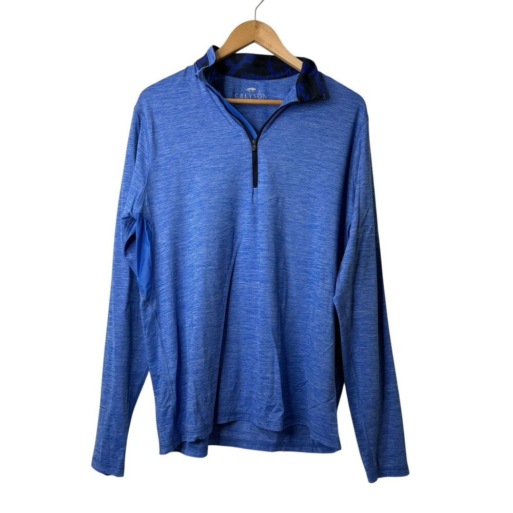 Greyson Guide Sport Quarter Zip Performance Stretch Pullover Large Blue Golf